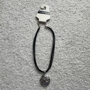 Napier Filigree Disc Pendant Cord Necklace